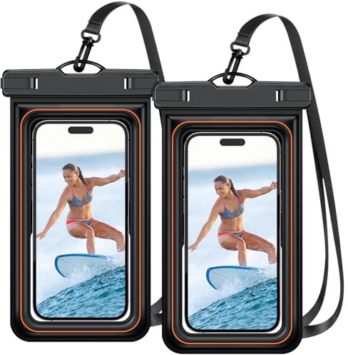 FERRGIA Funda Impermeable Móvil IP68 Flotante,2 Unidades Bolsa Estanca Universal para iPhone 16/15/14/13/12 Pro MAX,Galaxy S24/S23/S22,Xiaomi,Huawei,hasta 7,2 Pulgadas,para Playa,Piscina,Natación