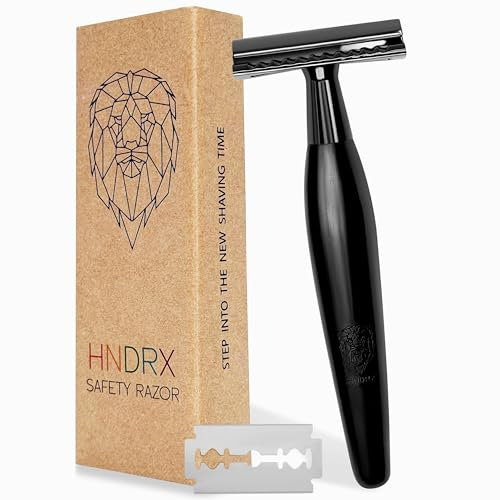 Rasierhobel Herren Nassrasierer Damen aus rostfreiem Metall & edlem Ebenholz-Griff mit natürlichem Bienenwachs veredelt ink. 10 Japanische Rasierklingen (Dark Elegance)