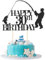 Fishing Cake Topper, Fisherman Happy Birthday Cake Toppers, Fisherman Theme Happy Birthday Party Decoration for Men, Dad, Fishing Lover 30th (Black)