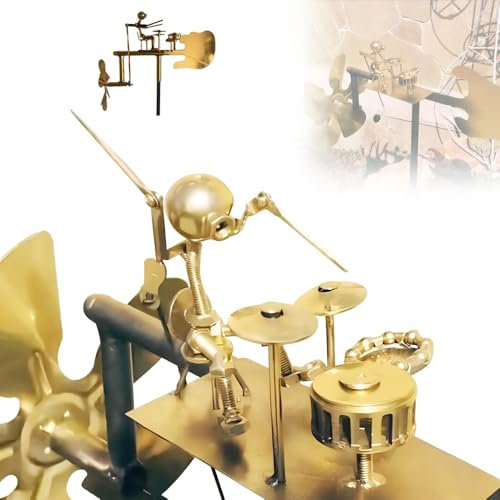 Schlagzeuger Windmühle, 2025 Neuest Windspiel, Handmade Metal Drummer Windmill, Rock Schlagzeuger Windspiel Skulptur, Windrad Gartenstecker Für Garten, Terrasse Und Außenbereich (1)