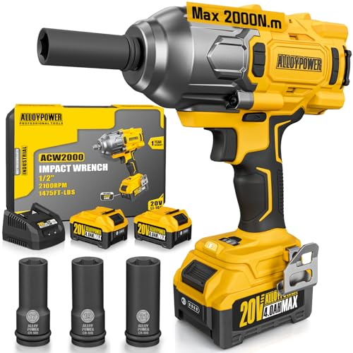 ALLOY POWER 1500 FT-LBS(2000N.M) Cordless Impact Wrench, 1/2 High Torque