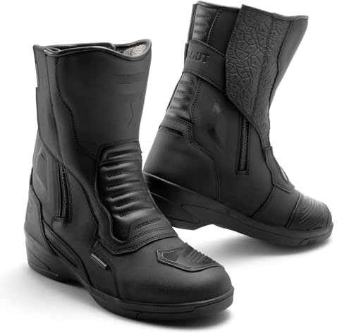 REBELHORN Scout High Heel Lady Stivali da Moto Donna | Pelle PU | Membrana Hipora impermeabile | Tacco 7 cm | 2 Cerniere Lunghe | Taglie fino a 43