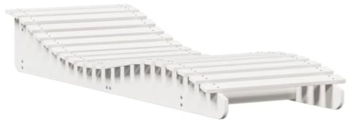 XHNIFBN Tumbona de madera blanca 205 x 70 x 31,5 cm de madera maciza de pino con forma de S ergonómica superficie de descanso para jardín, terraza, balcón, piscina, diseño moderno y robustez para