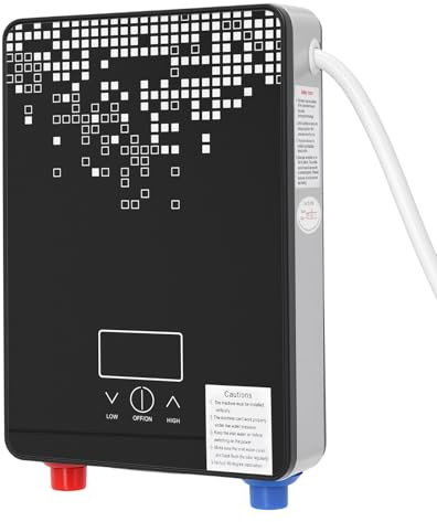 Riscaldatore di acqua istantaneo elettrico, Riscaldatore elettrico a parete Display a LED, Temperatura stabile 30-55°C Risparmio energetico Vetro temperato inox, Riscaldamento rapido, Ideale Bagno
