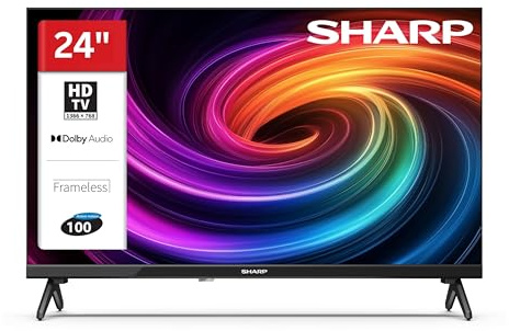 SHARP 24HA1705E Fernseher 24 Zoll (60 cm) LED TV mit HD-Ready Auflösung | Dolby Audio | Hotelmodus | 3x HDMI | 2x USB | USB-Mediaplayer | integrierter Triple-Tuner DVB-C/-S2/-T2 | Modelljahr 2026