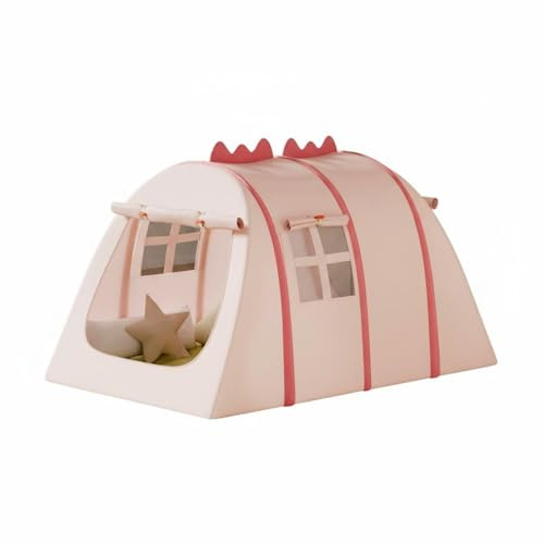 TTETTZ Children Play Tent Dinosaur Kids Toy Playhouse Oxford Cloth Easy Setup Mesh Sides Spacious Interior Suitable for Playroom Living Room Park, Pink, L