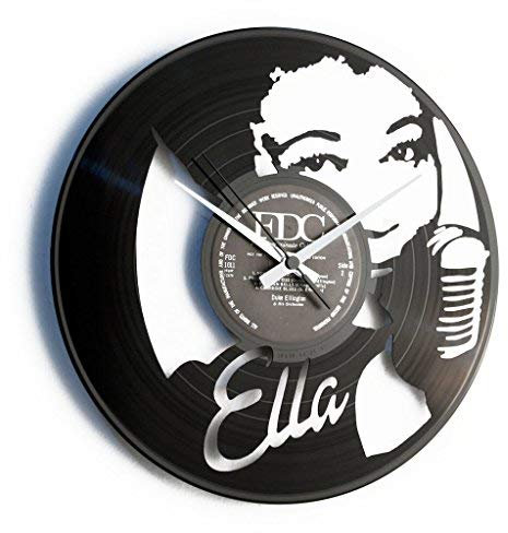 DISC'O'Clock Shallplattenuhr Queen of Jazz - Lautlos Wanduhr, einfach aufzuhängen. 100% Made in Italy Handwerkliches Produkt