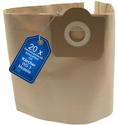 DeClean 20 Staubsaugerbeutel kompatibel mit Kärcher WD3 Ersatzteile WD 3 Premium,P,Extension Kit,Battery Serie Filtertüten 6.959-130.0 Beutel