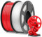 SUNLU ABS Filament 1.75 mm Bündeln, 3D Drucker Filament 0,9kg*2, Hoch Temperaturbeständiges ABS 3D Druckfilament, Hohe Festigkeit Schlagfest, 0,9 kg pro Spule, 2 Rollen, Rot + Transparent