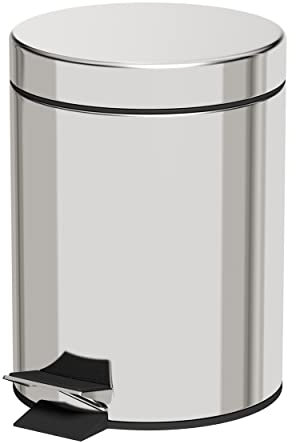 Architeckt Bathroom Bin 5L Small Pedal Bin Dustbin With Removable Bucket Bathroom Bins with Lids Toilet WC Rubbish Garbage Can Waste Toilet Bins Chrome