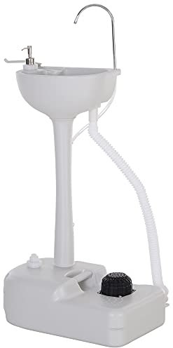 Outsunny Camping Portable Handwash Sink w/Towel Holder & Soap Dispenser Rolling Wheels Outdoor Drainage Equipment