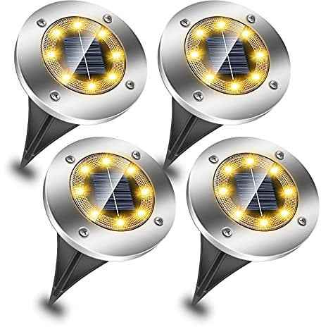 EXTRASTAR Solar Lights for Outdoor Garden, 8 LEDs Solar Ground Lights, IP65 Waterproof Solar Powered Pathway Lights, Outdoor Landscape Lamp for Garden Pathway Patio-3000K Warm White, 4 Pack