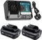 FengWings® 2X Battery 2.0A 12V BL1021B and Charger DC10WD Compatible with Makita 12V CXT BL1015 BL1016 BL1021B BL1041B BL1020B BL1040B Replace for Makita DF031D DF0331D TD110D JR103D JR105D HSS01D