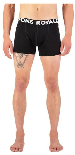 Mons Royale M Hold 'em Boxer Shorty Schwarz - Merino Funktionelle atmungsaktive Herren Merino Boxershorts, Größe M - Far