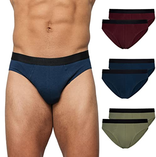 Snocks Unterwäsche Slip für Herren 6er Pack - Atmungsaktiver Bio-Baumwolle für Sport und Alltag - Unterhosen mit weichem und strapazierfähigem Bund - Gr.XL, Farbe Navy, Rot, Olivgrün