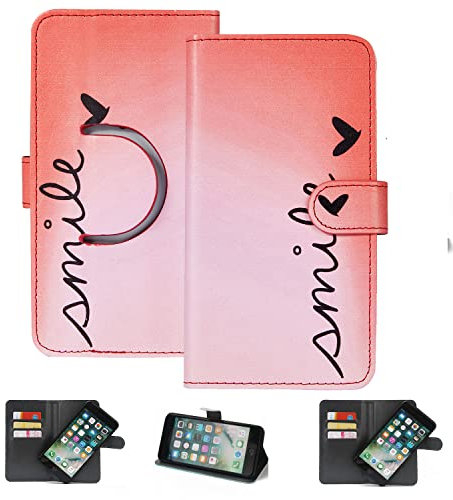 K-S-Trade Protective Case For Panasonic P110 360° Wallet Case Protective Cover Compatible With Panasonic P110, 'Smile Red' Bookstyle Flip Case Bag