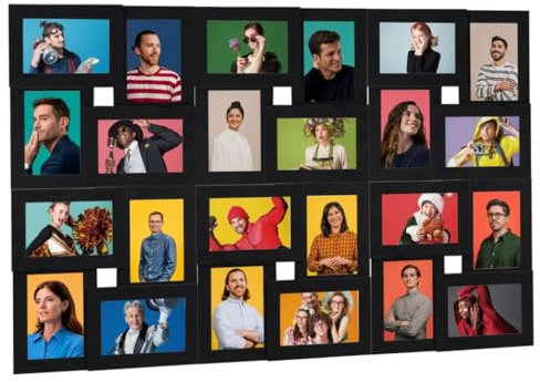 vidaXL Collage Bilderrahmen für 24x(10x15cm) Fotos Fotorahmen Posterrahmen Objektrahmen Bilder Foto Poster Rahmen Bildergalerie Schwarz MDF