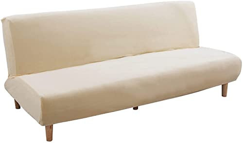Mingfuxin Armlose Schlafsofabezüge, Stretch-Samt Futon Couchbezug Dicke weiche gemütliche Sofa Schonbezug Möbelschutz für 2-3-Sitzer armloses Klappsofa