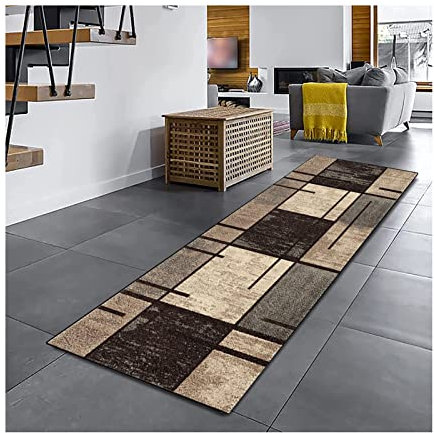 Siunwdiy Läufer Teppich Flur rutschfest Schmaler Flurläufer Teppiche, Grauer/Braun 120X600CM Flur Teppichläufer 1m 1,5m 2m 2,5m 3m 3,5m 4m 4,5m 5m 5,5m 6m extra Lange Teppiche,A
