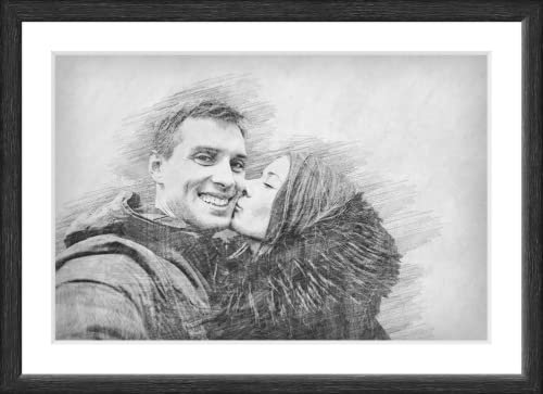 SOMEDA® Dein Foto als Bleistiftzeichnung/personalisiertes Portrait/einzigartiges Geschenk/Familie, Partner oder Haustier/als Fotoposter oder gerahmtes Bild (Fotoposter, 30x40 cm)