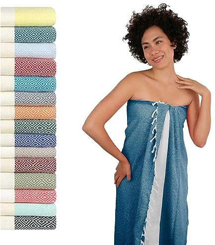 Flora Furora Saunahandtuch Saunatuch Damen + Herren, Hamamtuch groß 100x200 XXL: lang, platzsparend, leicht | Sauna Handtuch, Wellness Spa Tuch (Petrol, 100 x 200 cm)