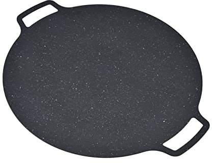 Luqeeg Koreanische BBQ-Grillpfanne, Antihaft-Tischgrill, Runde Herdplatten-Grillplatte für Drinnen, Draußen, zu Hause, Camping, Wandern, Reisen (30CM)