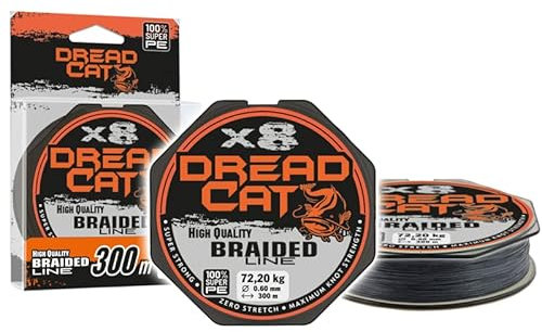 Geflochtene Schnur DREADCAT 8X Wels Wallerschnur 300m Spule (0,50mm/59,60kg)