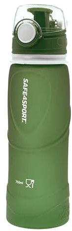 SAFE4SPORT Botella de agua green - botella de agua plegable de silicona 750 ml - botella de agua enrollable grande