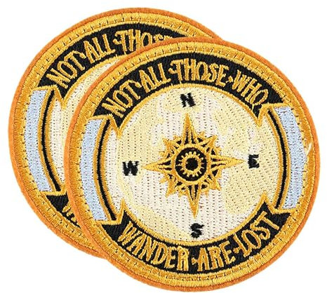 Iron-on Embroidered Patch for Wanderlust, Compass Not All Those Who Wander are Lost Sew/Iron On Patch Applique for Clothes Jacket Backpacks