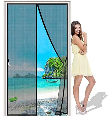 Zanzariera Magnetica per Porte 260x250 cm Tendina Magnetica, Adsorbimento Magnetico Pieghevole Rete, Corridoi Porte Patio - Nero H