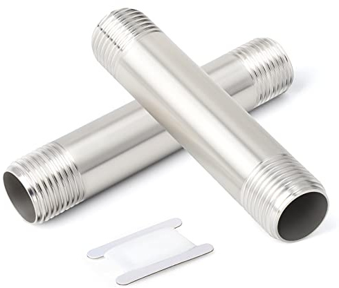 ERGAOBOY 2Pcs SS304 3/4 Male x 100mm Straight Threaded Pipe Nipple