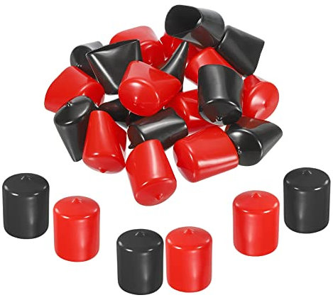 QUARKZMAN 20Stk Gummi Endkappen Abdeckung Sortiment 36mm Vinyl Schraube Gewinde Beschützer für Schraube Bolzen Schwarz Rot