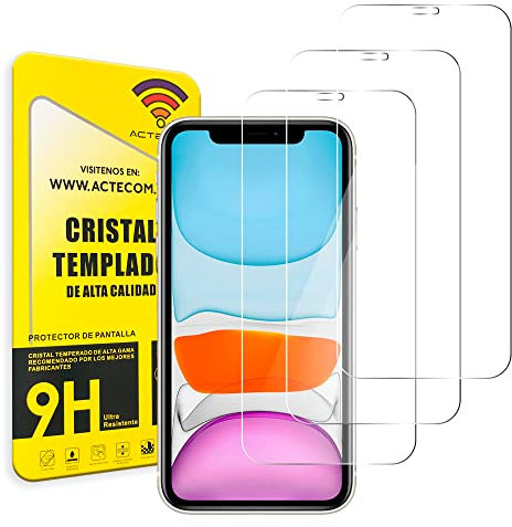 actecom Pack de 3 Protector de Pantalla Compatible con Iphone 12/12 Pro cerrado Cristal Templado 6.1 CASE FRIENDLY 9H 2.5D (3 uds.)