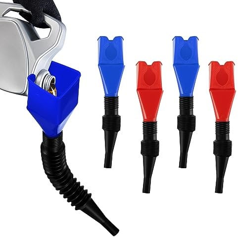 4 Pcs Universal Flexible Draining Car Oil Snap Funnel with Extendable Flexible Spout, Plastic Funnel for Car Motorcycle Petrol Diesel Water Oil Funnel,Flexible Draining Tool Snap Funnel Set,
