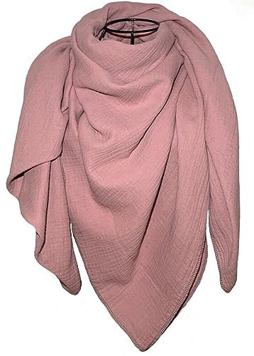 Musselin Tuch Damen XXL, UNI altrosa (135cm x 135cm)