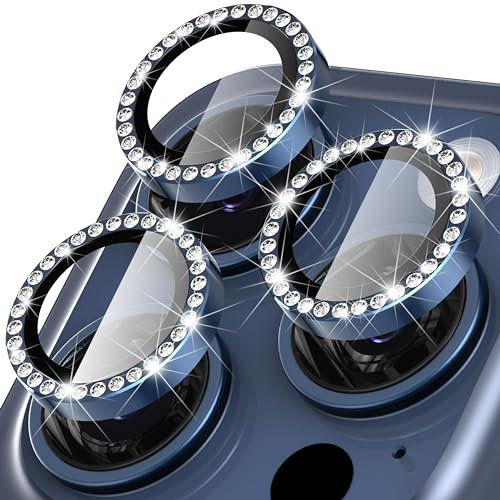Diruite Kameraschutz für iPhone 15 Pro/15 Pro Max Kamera Linse Schutzfolie,Diamant HD Gehärtetes Glas+Aluminiumring Kameraschutz für iPhone 15 Pro/15 Pro Max Camera Protector
