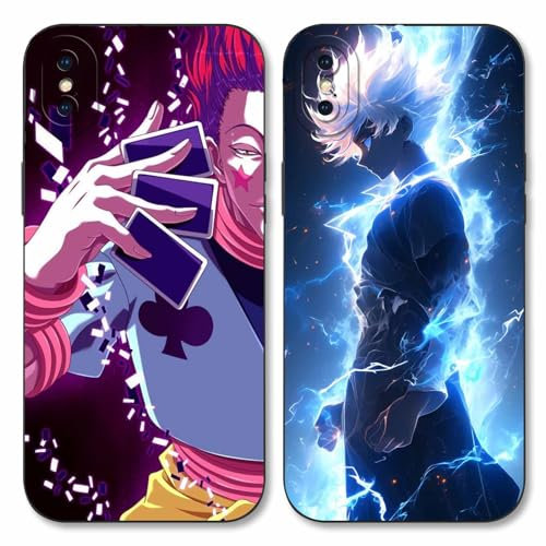 2 Stück Handyhülle für Apple iPhone X/iPhone XS Hülle 5.8'', Anime Motiv Hunter × Hunter Killua Zoldyck Gon Freecss Manga Muster Schutzhülle Case Schutz der Linse Design Cover Stoßfest, Schwarz1