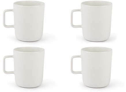 Excelsa Nordic Set aus 4 weißen Tassen, Keramik, Steingut, Fassungsvermögen 320 ml.