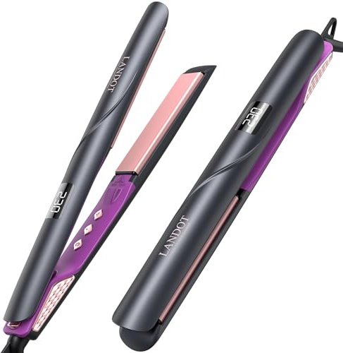 LANDOT Planchas Del Pelo Cerámica - Plancha Pelo Profesional Para un Cabello Liso y Brillante - Alisador y Rizador 2 en 1 para Alisar Rizar y Ondas - 120-230℃ Temperatura Todo Tipo de Cabello