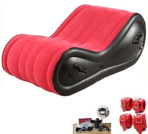 ZMIN Aufblasbares Liege-Luftsofa, multifunktional aufblasbar für Reise-Strandbett, Bettrahmen aus Samt-PVC-Leder, inklusive Luftpumpe,A,163 * 73 * 76CM