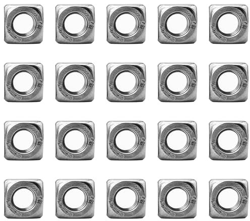 Tuercas cuadradas M8 x 13 mm x 6 mm, tuercas métricas planas de acero inoxidable, acabado brillante, paquete de 20