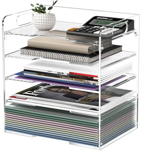 POCFOINY Acryl-Schreibtisch-Organizer, Schreibtisch-Organizer Ablage, Briefablage Ordnungssystem, Schreibtischablage Büro-Schreibtisch-Zubehör