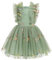 FYMNSI Robe de princesse pour fille - Robe de fête de mariage - Robe d'été - Robe de fille - Robe en tulle à volants - Robe d'anniversaire, Vert sauge, 3-4 ans