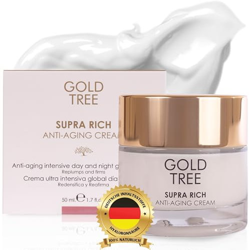 GOLD TREE Anti-Aging-Creme mit Hyaluronsäure für eine schnelle Absorption 50 ml. Gesichtspflege für Frauen. Nacht- und Tagescreme für die Hautpflege. Anti-Pickel-Gesichtscreme für Frauen