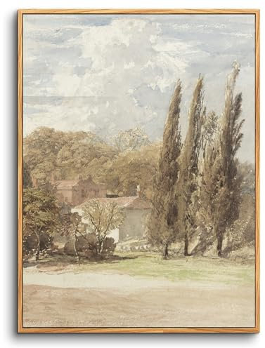 hyidecorart Vintage Leinwand Bilder mit Rahmen Holz, 20x25 cm Klein Wandbilder Wohnzimmer Kensington Gardens, Modern Wanddeko Schlafzimmer Gemälde Desktop Badezimmer Büro Zimmer Esszimmer Flur