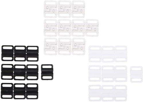 getuse 30 paia di clip in plastica per reggiseno, clip di fissaggio per reggiseno, ganci per chiusura a nastro, ganci di fissaggio, 14 mm, nero