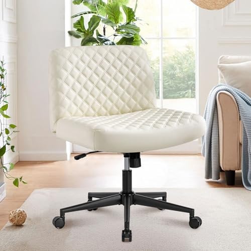 WOLMICS Bürostuhl ohne Armlehnen, Stuhl Mit Rollen, Lesesessel Mit Breiterem Kissen,Wippfunktion, Höhenverstellbar, 360° Criss Cross Chair