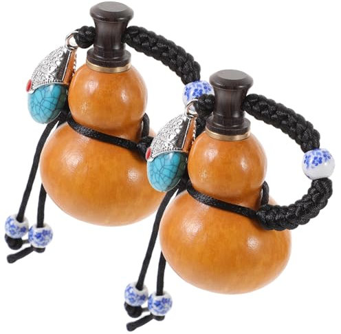 Wedhapy Bouteille de Gourde 2 pièces Mini Bouteille d'eau de Gourde rétro Gourde Naturelle Anti-Fuite avec Bouchon en Corde et breloque Bouteille Portable Gourde Bouteille d'eau de Gourde Bleu