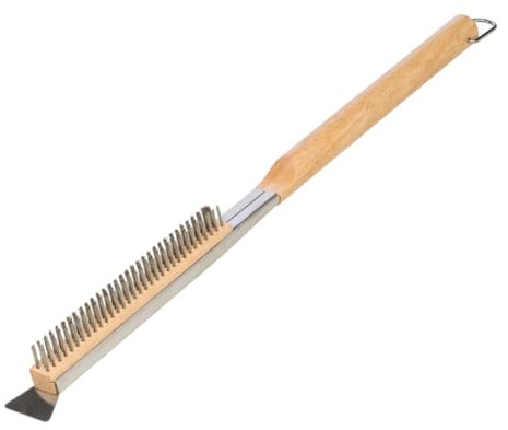 FORNEZA - Brosse avec grattoir pour four à pizza et barbecue, acier inoxydable, têtes triples, longueur 44 cm