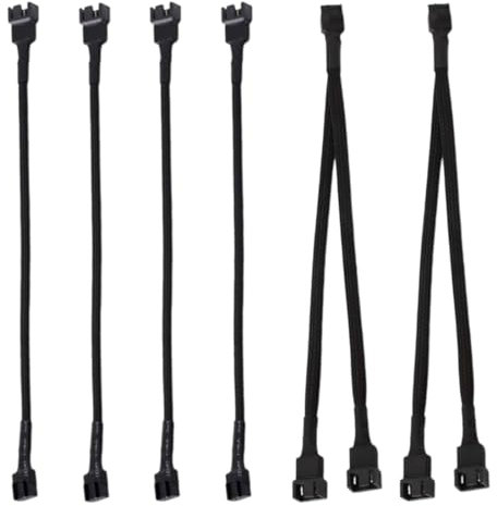 Tomedeks 6 Stück 4 Pin PWM Lüfter Verlängerungs Kabel,26 CM 4 Pin Lüfterverlängerung Stromkabel 1 zu 1 & 1 zu 2 Konverter für Computer ATX Gehäuse 4-Pin/3-Pin Lüfterkabel